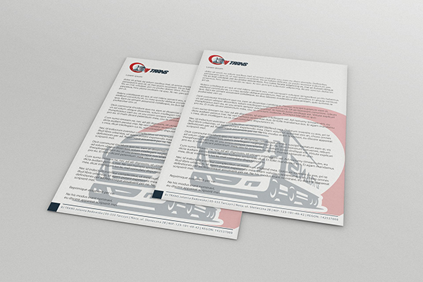 Projekt papieru firmowego dla firmy transportowej BJ TRANS.